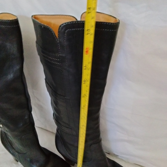 Frye Fiona 3 Strap Black Leather High Heel Womens  riding Boots Size 6M - Picture 5 of 16